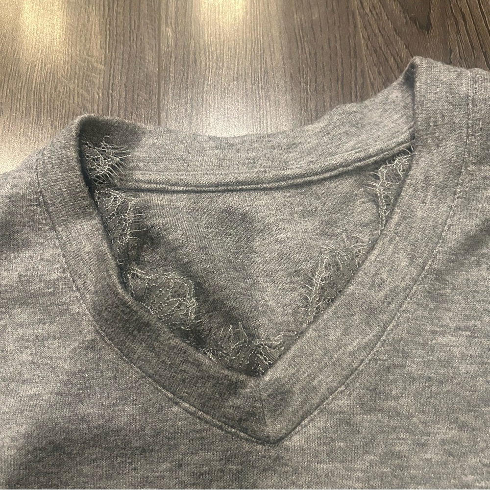 Gray V-Neck Sweater - Picture 7 of 11
